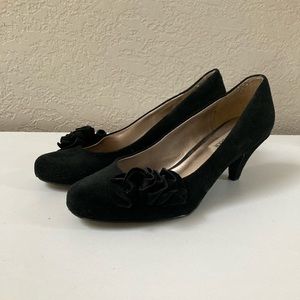 Black suede 1.5” heels